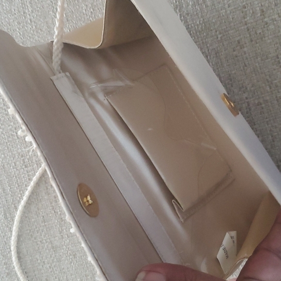 Cocktail party beige satin beaded small - Picture 5 of 5